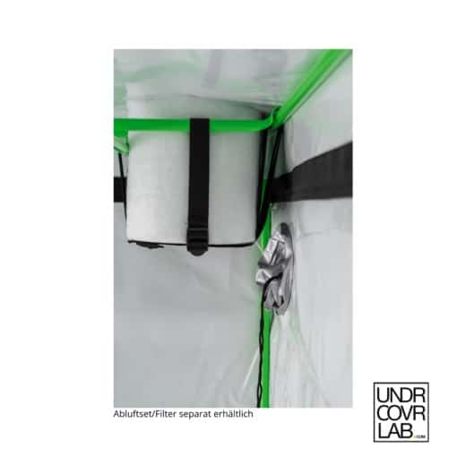 Abluftset Installation vertikal ohne Abluftschlauch.